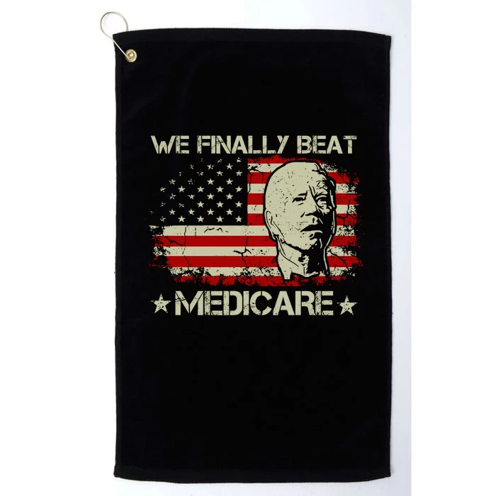 American Flag Retro We Finally Beat Medicare Funny Biden Platinum Collection Golf Towel