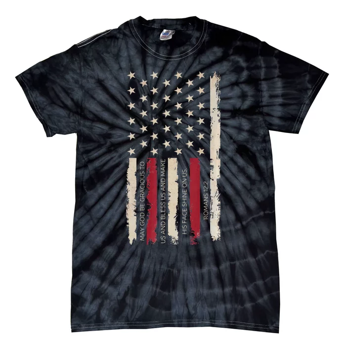 American Flag Retro Prayer For America Romans 122 Premium Tie-Dye T-Shirt