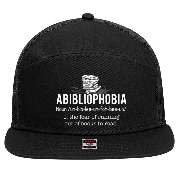 Abibliophobia Funny Reading Bookworm Reader Gift 7 Panel Mesh Trucker Snapback Hat