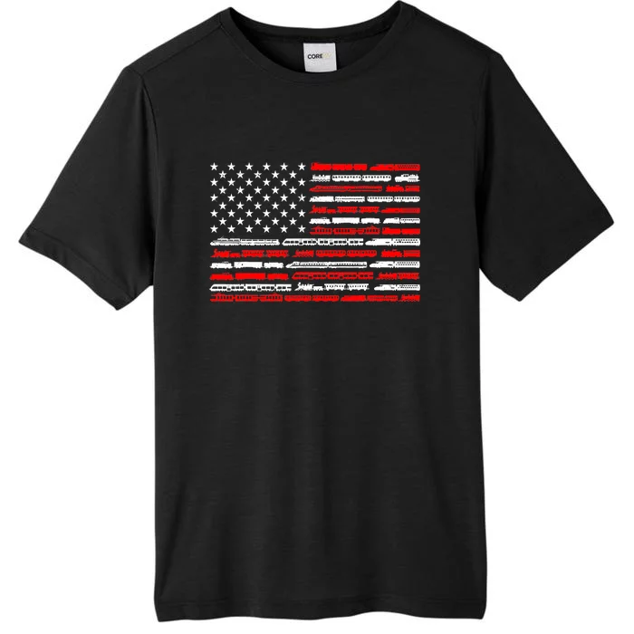 American Flag Railroad Trains Retro Vintage ChromaSoft Performance T-Shirt