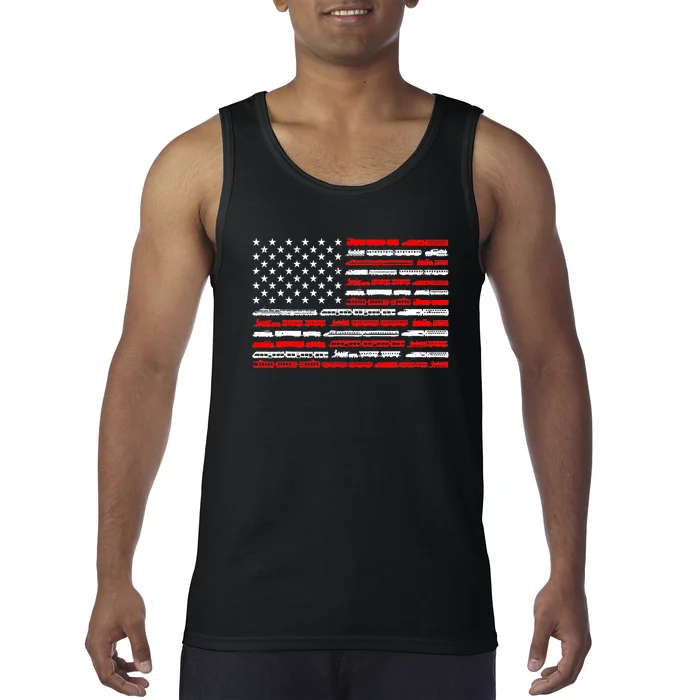 American Flag Railroad Trains Retro Vintage Tank Top