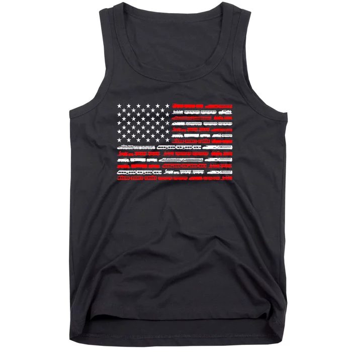 American Flag Railroad Trains Retro Vintage Tank Top