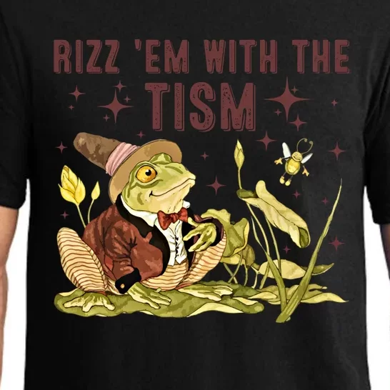 Autism Funny Rizz Em With The Tism Meme Autistic Frog Funny Gift Pajama Set