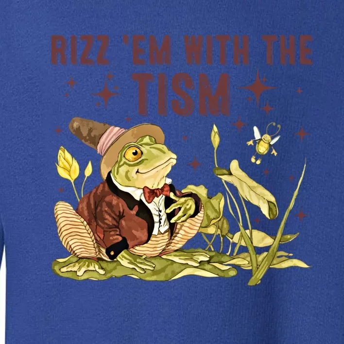 Autism Funny Rizz Em With The Tism Meme Autistic Frog Funny Gift Toddler Sweatshirt