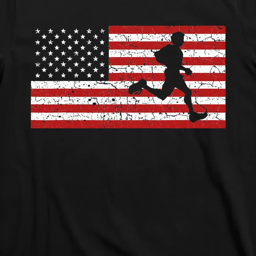 American Flag Running Runner Gift T-Shirt