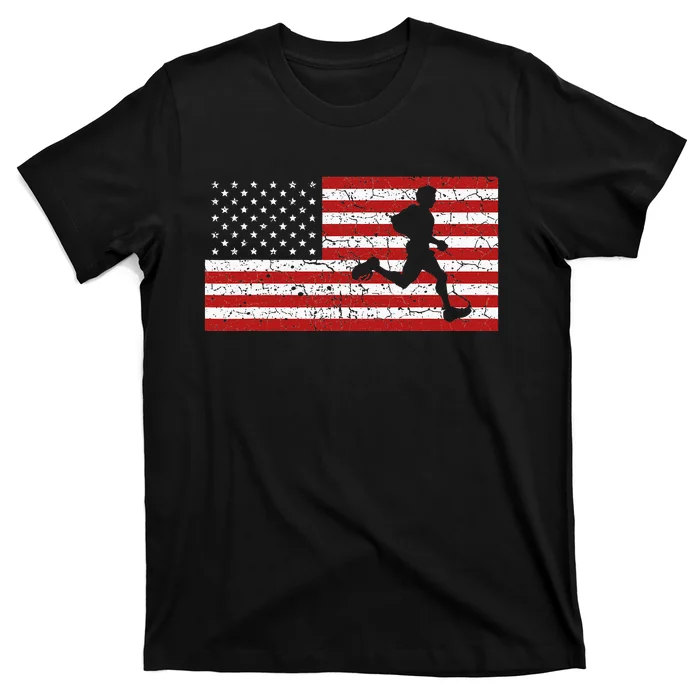 American Flag Running Runner Gift T-Shirt