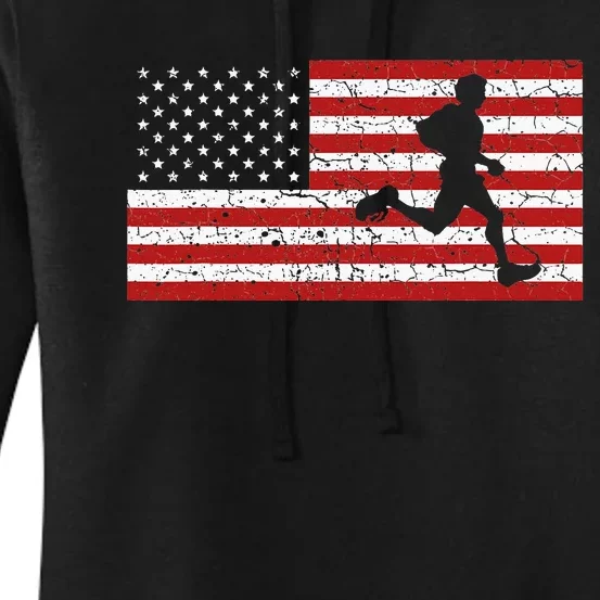 American Flag Running Runner Gift Women's Pullover Hoodie