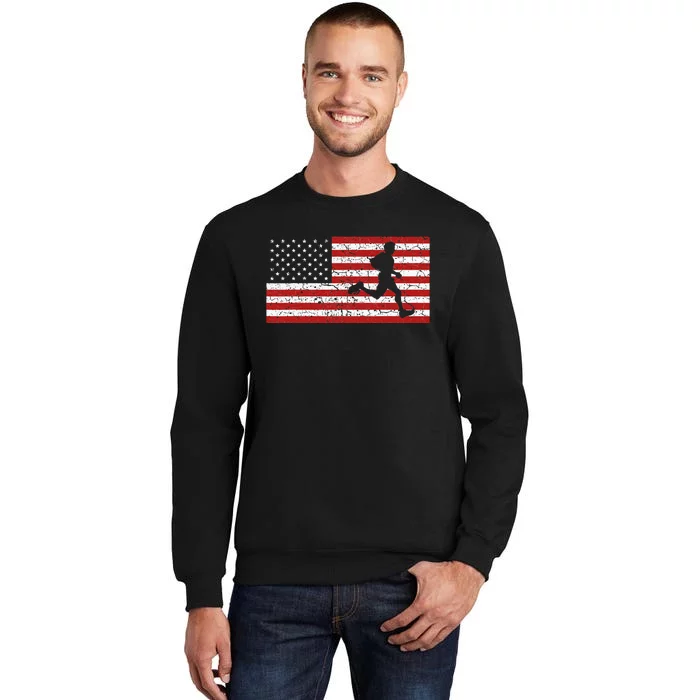 American Flag Running Runner Gift Tall Sweatshirt