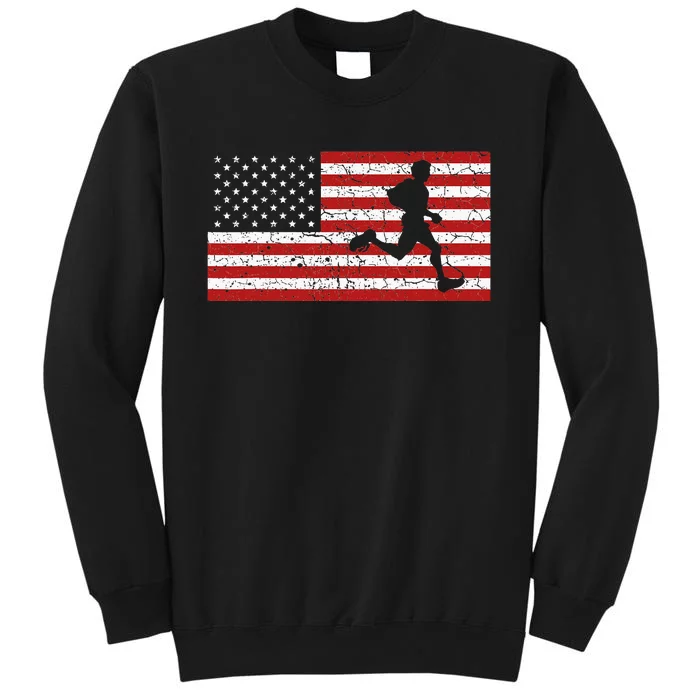 American Flag Running Runner Gift Tall Sweatshirt