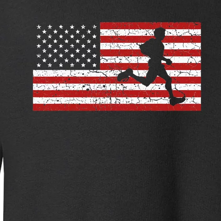 American Flag Running Runner Gift Toddler Sweatshirt