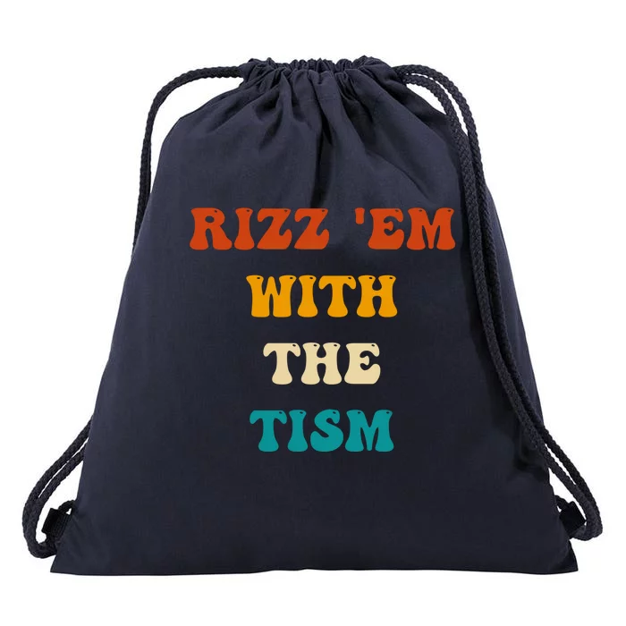 Autism Funny Rizz Em With The Tism Meme Autistic Cute Gift Drawstring Bag