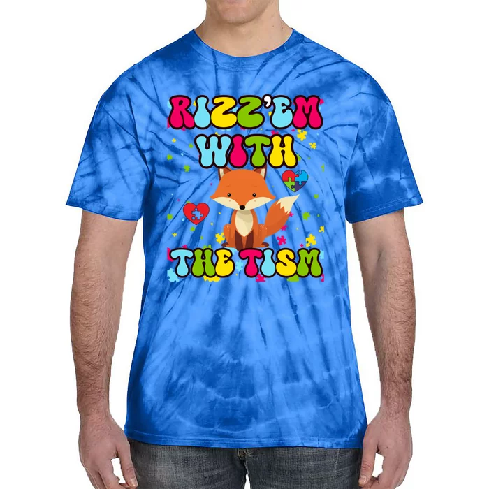 Autism Funny Rizz Em With The Tism Meme Autistic Cute Fox Cool Gift Tie-Dye T-Shirt