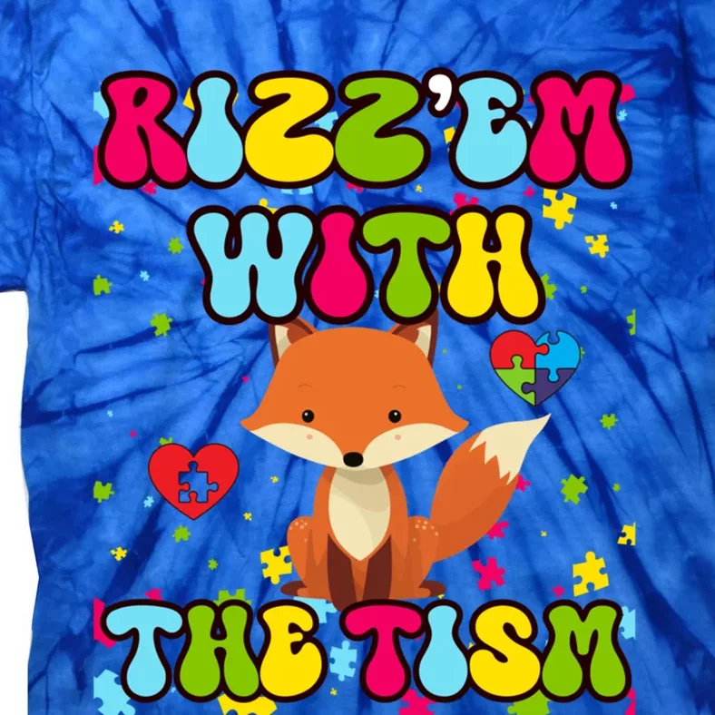 Autism Funny Rizz Em With The Tism Meme Autistic Cute Fox Cool Gift Tie-Dye T-Shirt