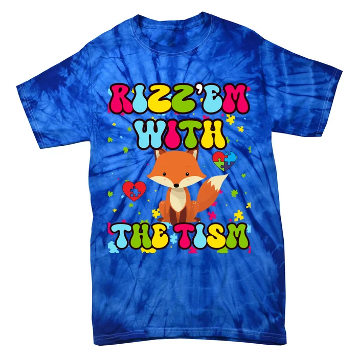 Autism Funny Rizz Em With The Tism Meme Autistic Cute Fox Cool Gift Tie-Dye T-Shirt