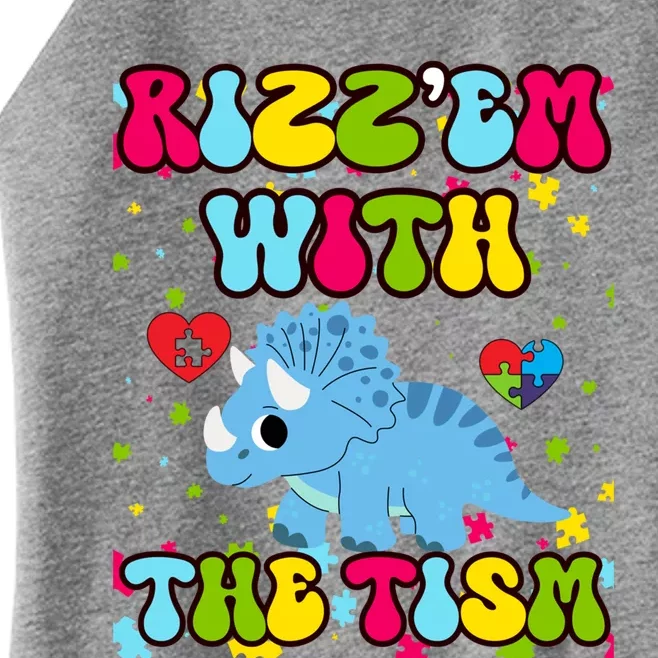 Autism Funny Rizz Em With The Tism Meme Autistic Dinosaure Cool Gift Women’s Perfect Tri Rocker Tank