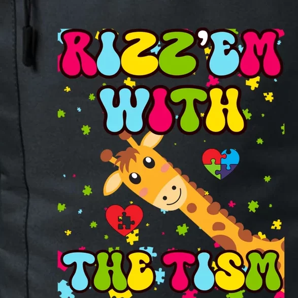 Autism Funny Rizz Em With The Tism Meme Autistic Giraffe Gift Daily Commute Backpack