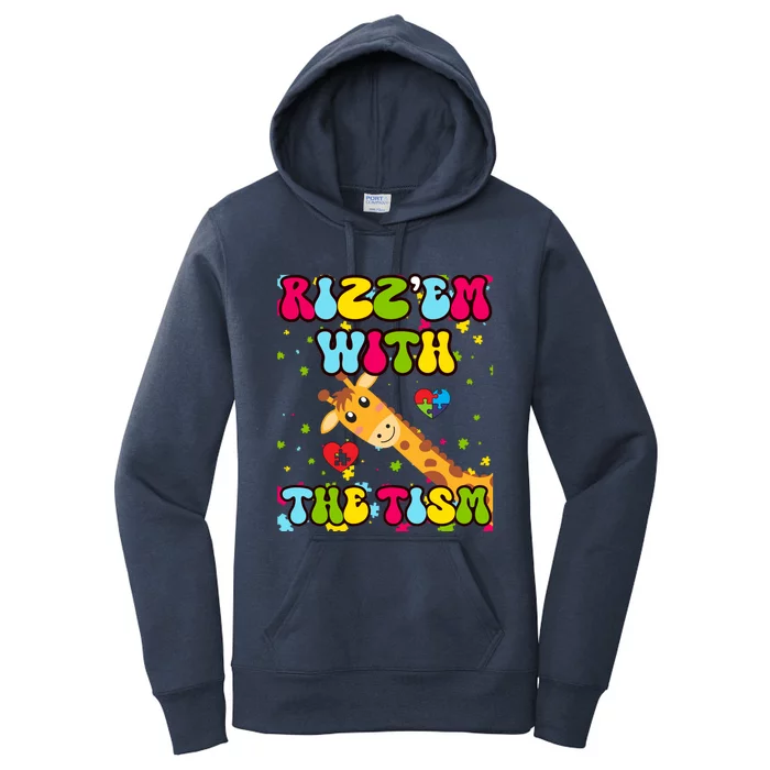 Autism Funny Rizz Em With The Tism Meme Autistic Giraffe Gift Women's Pullover Hoodie