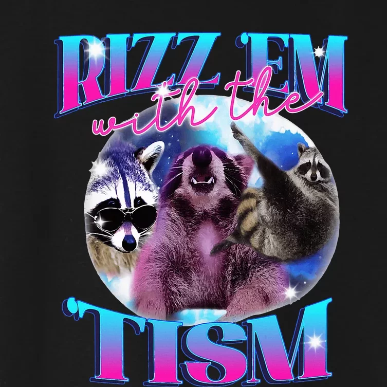 Autism Funny Rizz Em With The Tism Meme Autistic Opossum Women's Crop Top Tee