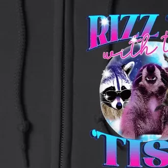 Autism Funny Rizz Em With The Tism Meme Autistic Opossum Full Zip Hoodie