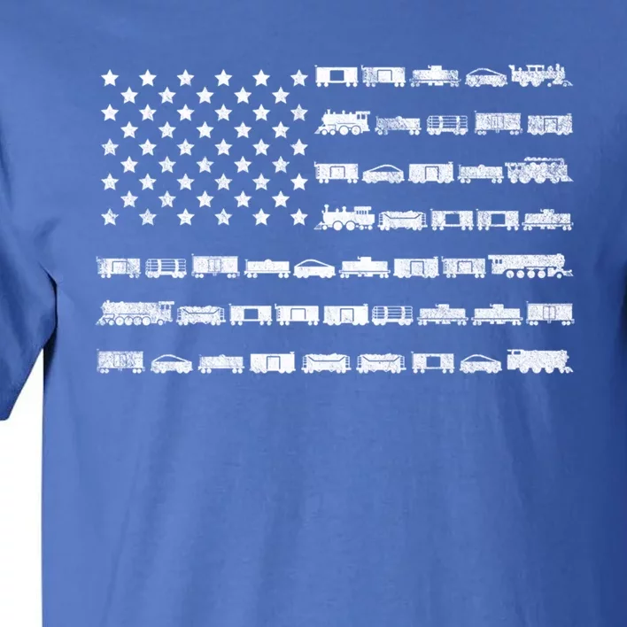 American Flag Railroad Train Conductor Gift Tall T-Shirt