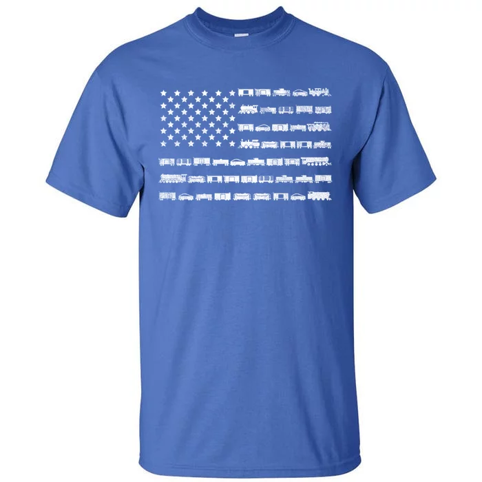 American Flag Railroad Train Conductor Gift Tall T-Shirt