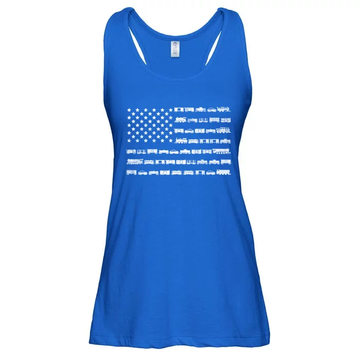 American Flag Railroad Train Conductor Gift Ladies Essential Flowy Tank