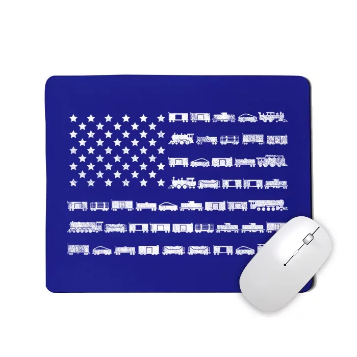 American Flag Railroad Train Conductor Gift Mousepad