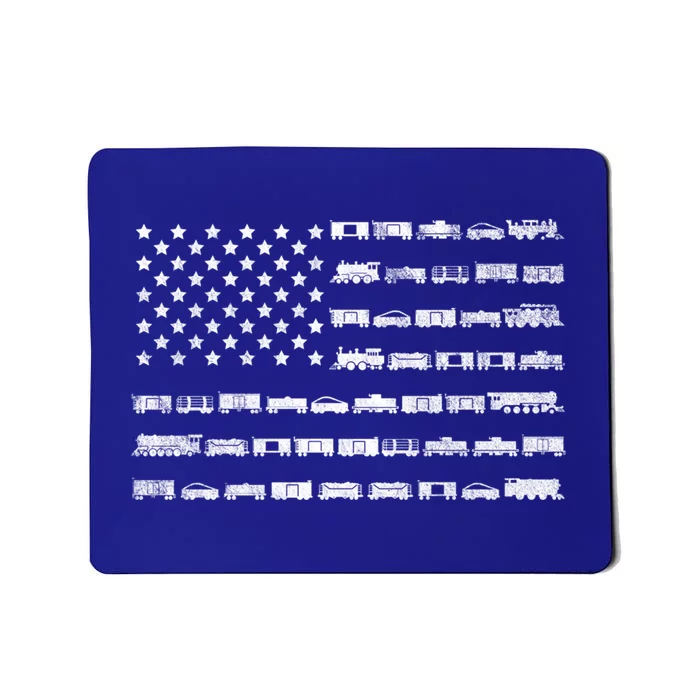 American Flag Railroad Train Conductor Gift Mousepad