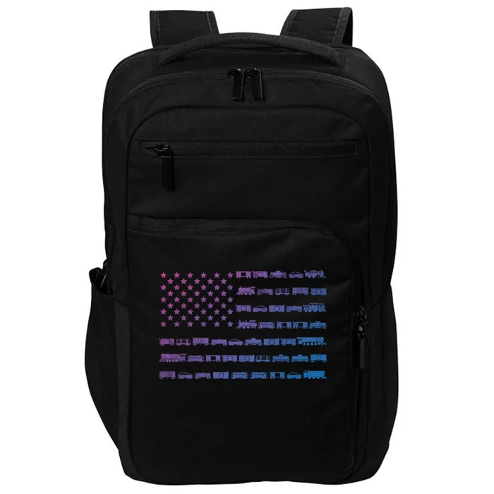 American Flag Railroad Train Conductor Gift Impact Tech Backpack