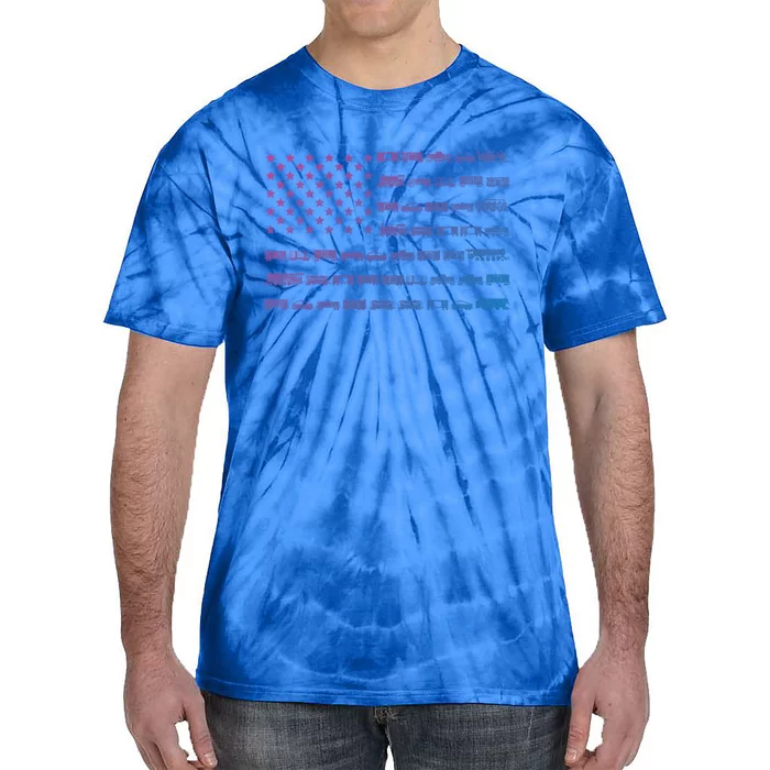 American Flag Railroad Train Conductor Gift Tie-Dye T-Shirt