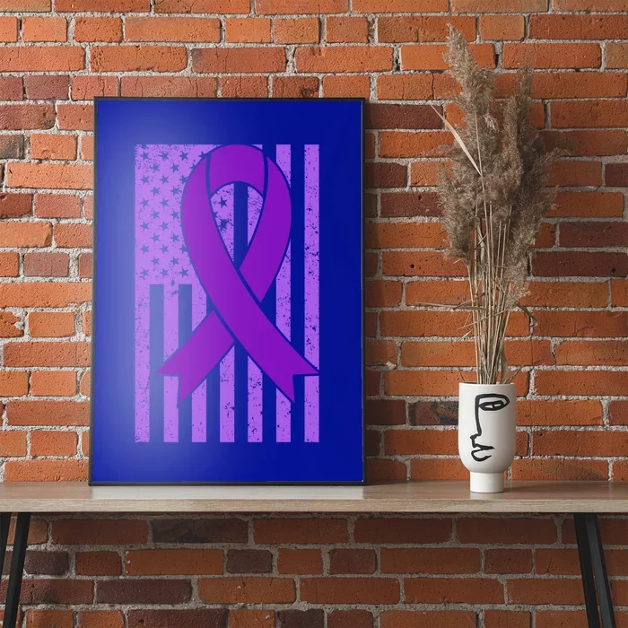 American Flag Ribbon Purple Sarcoidosis Awareness Great Gift Poster