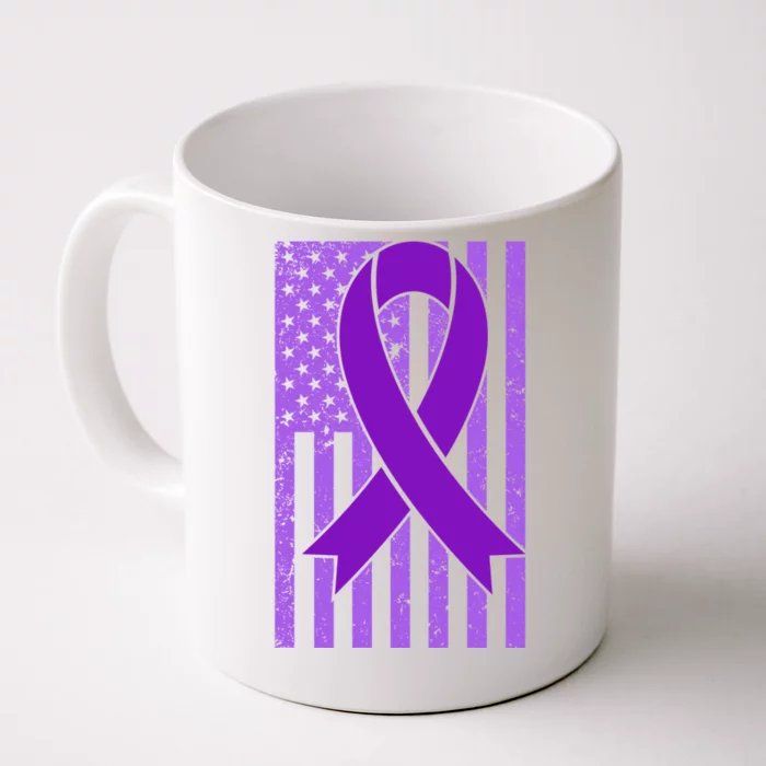 American Flag Ribbon Purple Sarcoidosis Awareness Great Gift Front & Back Coffee Mug