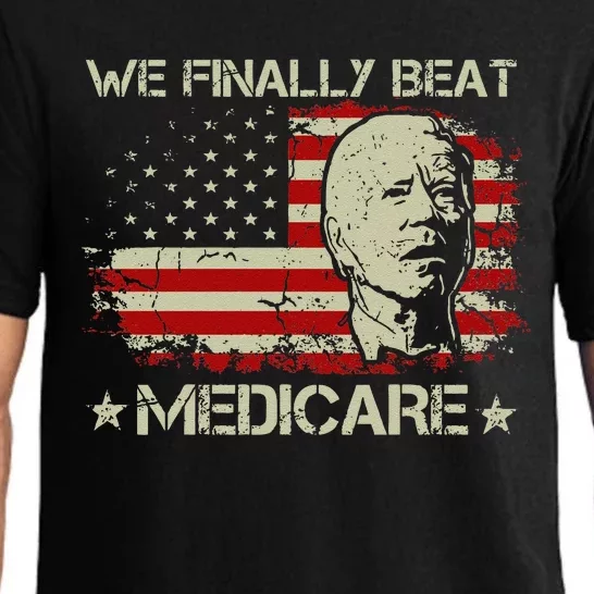 American Flag Retro We Finally Beat Medicare Funny Biden Pajama Set