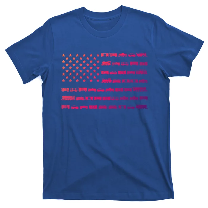 American Flag Railroad Train Conductor Gift T-Shirt