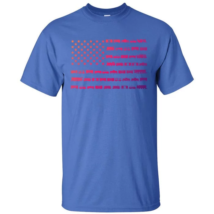 American Flag Railroad Train Conductor Gift Tall T-Shirt