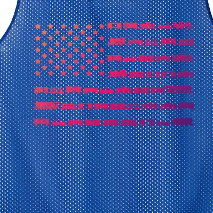 American Flag Railroad Train Conductor Gift Mesh Reversible Basketball Jersey Tank