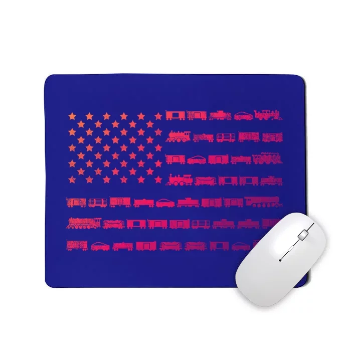 American Flag Railroad Train Conductor Gift Mousepad