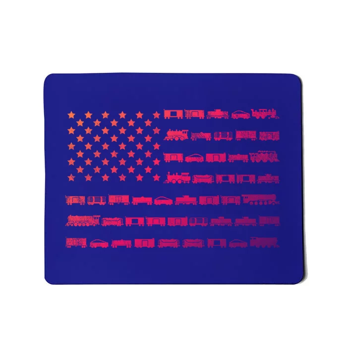 American Flag Railroad Train Conductor Gift Mousepad