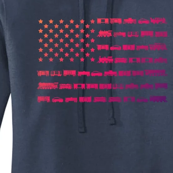 American Flag Railroad Train Conductor Gift Women's Pullover Hoodie