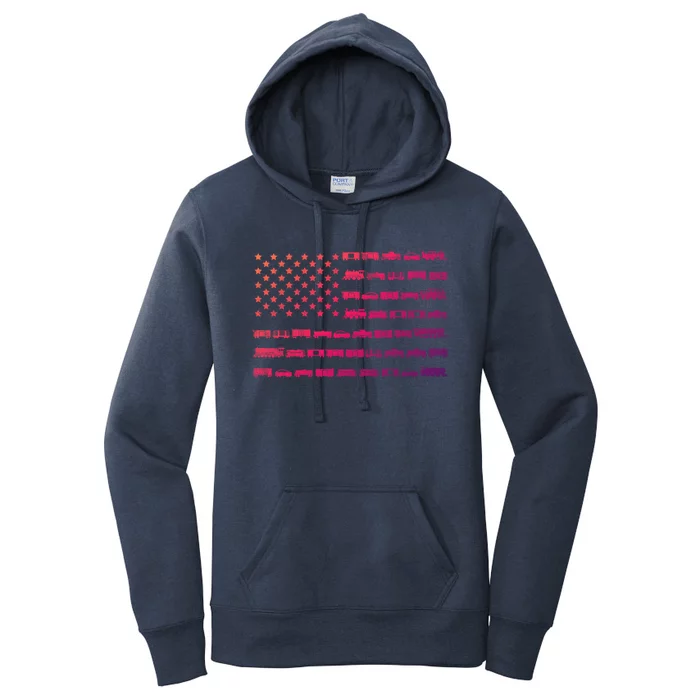 American Flag Railroad Train Conductor Gift Women's Pullover Hoodie