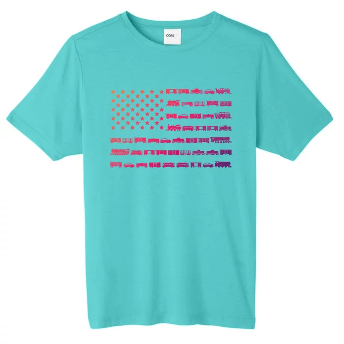 American Flag Railroad Train Conductor Gift ChromaSoft Performance T-Shirt