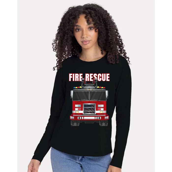 American Fire Rescue Firefighter Department Truck Fireman Womens Cotton Relaxed Long Sleeve T-Shirt