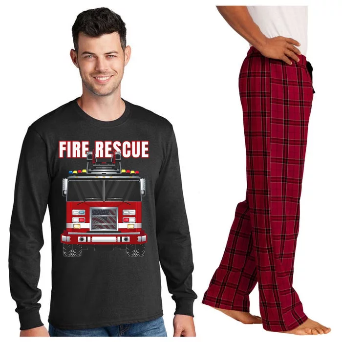 American Fire Rescue Firefighter Department Truck Fireman Long Sleeve Pajama Set