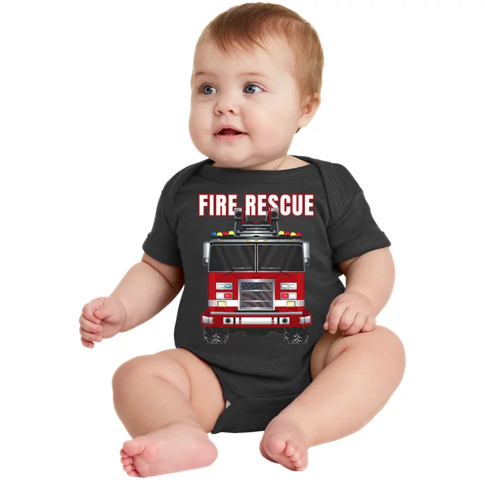 American Fire Rescue Firefighter Department Truck Fireman Baby Bodysuit