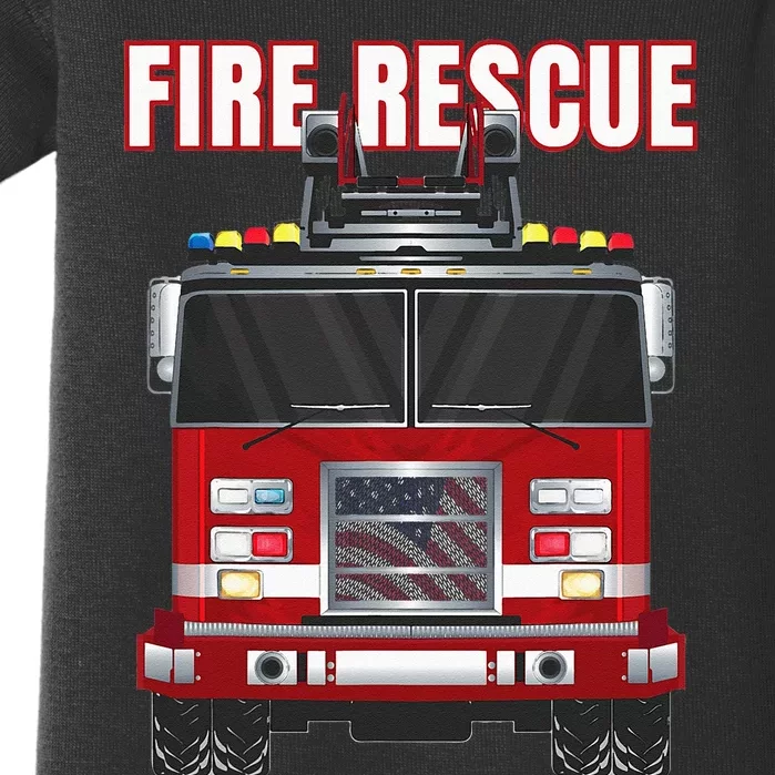 American Fire Rescue Firefighter Department Truck Fireman Baby Bodysuit