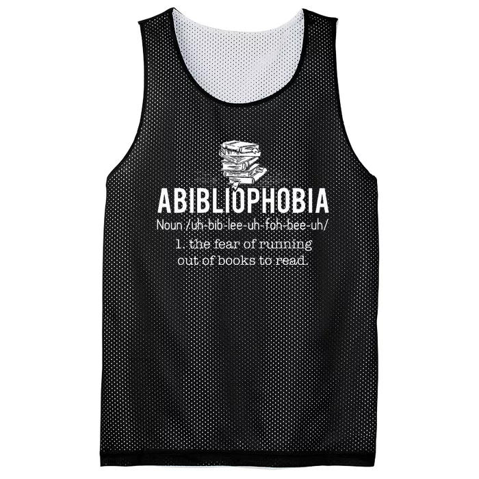 Abibliophobia Funny Reading Bookworm Reader Gift Mesh Reversible Basketball Jersey Tank