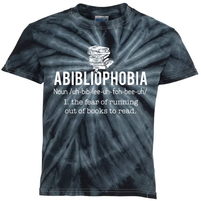 Abibliophobia Funny Reading Bookworm Reader Gift Kids Tie-Dye T-Shirt