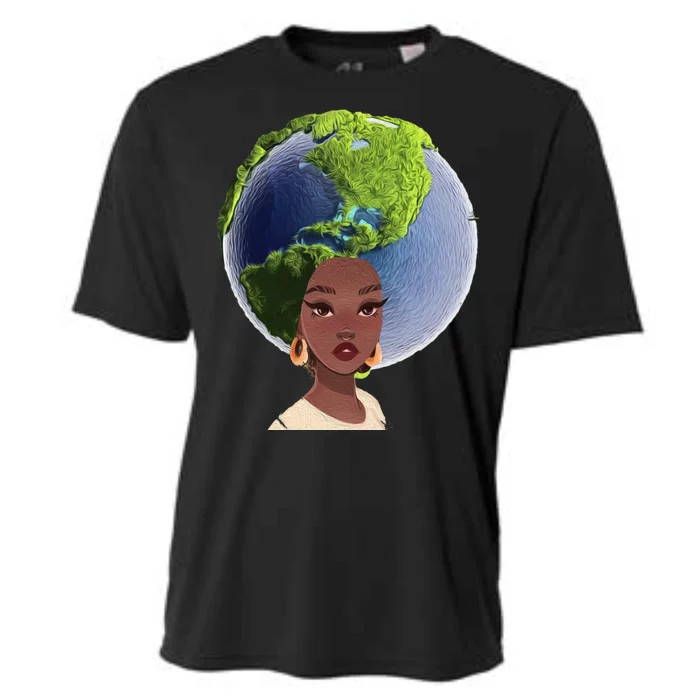 African American Afro World Earth Cooling Performance Crew T-Shirt