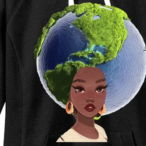 African American Afro World Earth Women's Fleece Hoodie