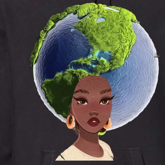 African American Afro World Earth Premium Hoodie